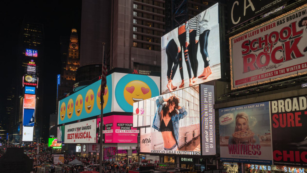 Digital advertisements on city billboards