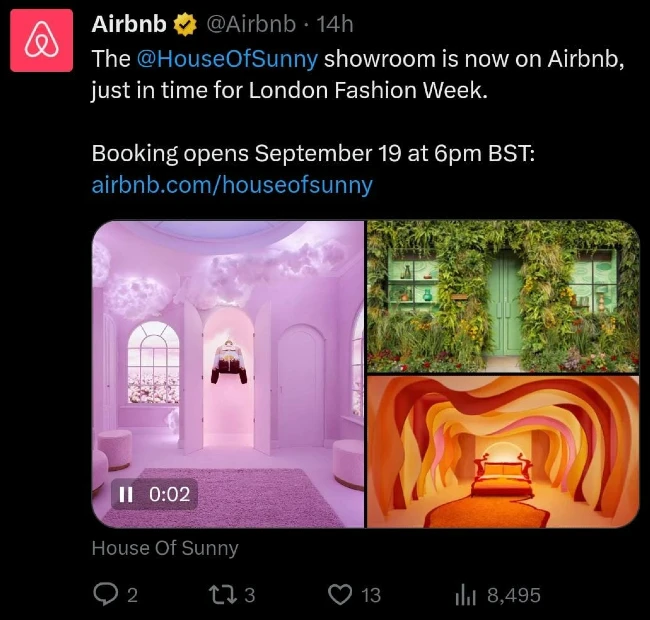 Marketing post of House of Sunny on Airbnb
