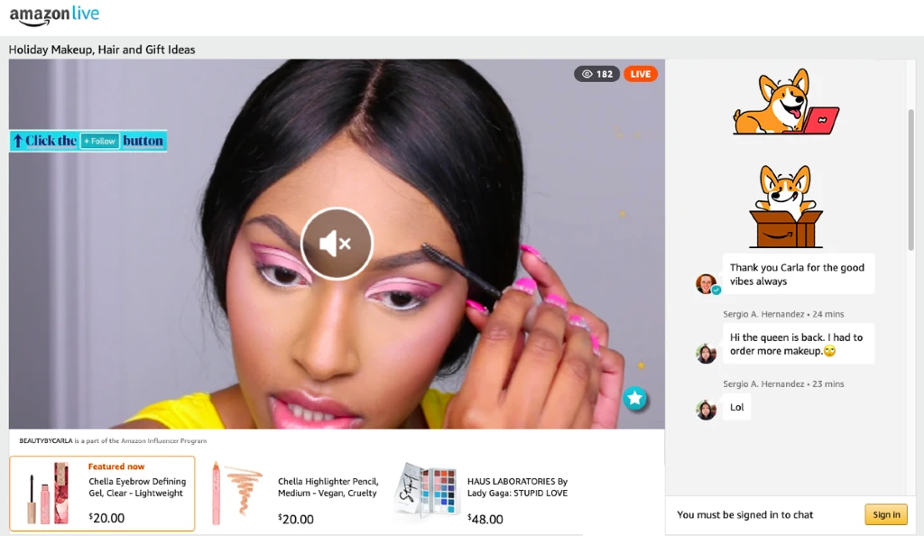 Amazon Live beauty products tutorial | Influencer live shopping Collab