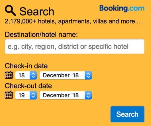 Booking.com accommodation search feature