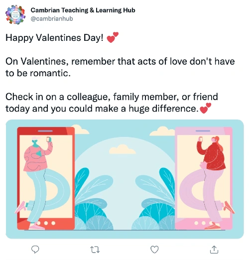 Cambrian hub social media post | Happy Valentines Day marketing ideas