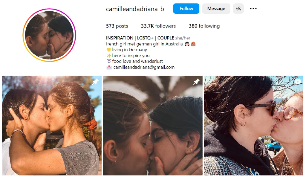 Camille and Adriana on Instagram | Kissing posts