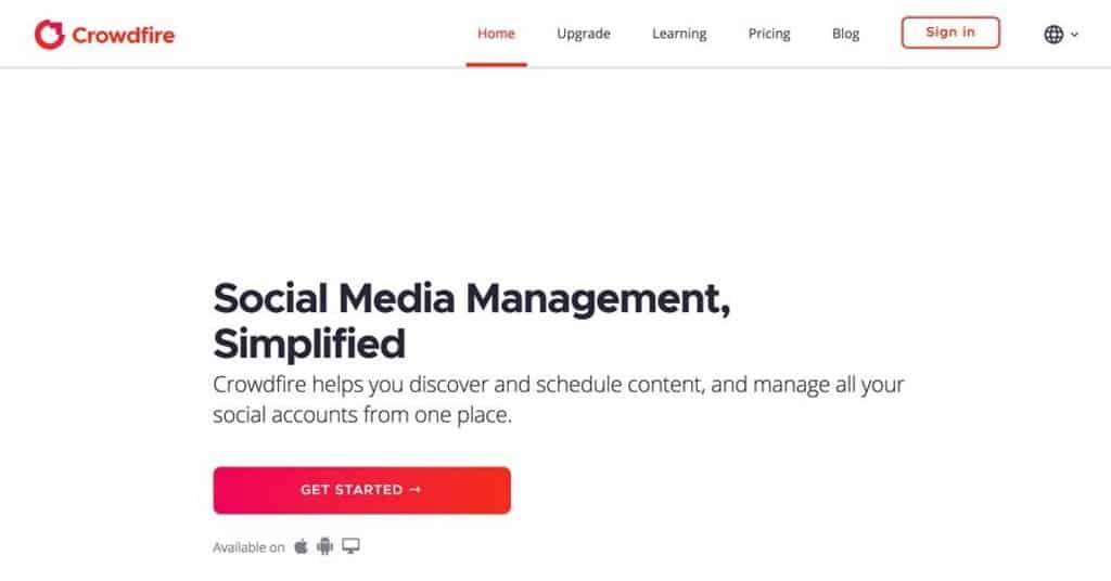 Crowdfire website | Social Media Management Simplified
