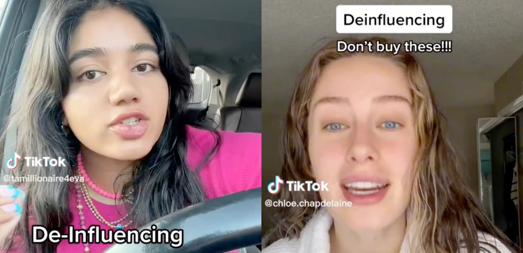 Deinfluencing or de-influencing | TikTok influencers