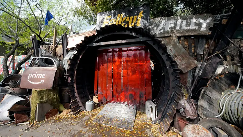 Scrapyard style entrance to Amazon Fallout shelter