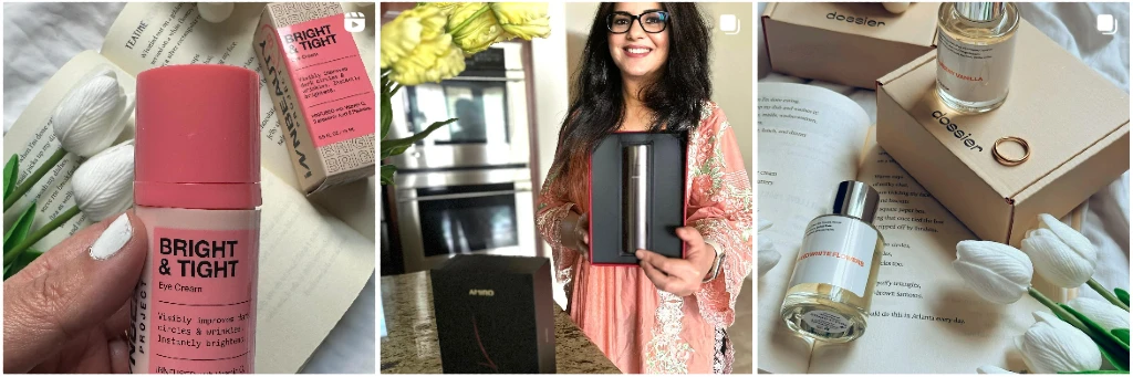 Fouzia Naz marketing skincare products on Instagram | Muslim influencers