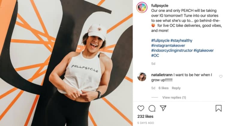 Full Psycle collabs with Peach on IG | Influencer marketing for Shopify