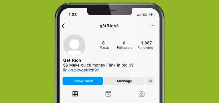 Get rich fake Instagram bio - Zero followers posts