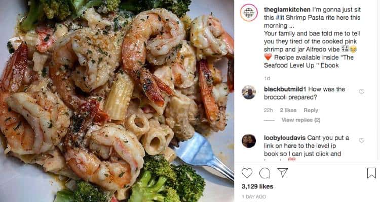 Glam Kitchen Instagram | Shrimp pasta | Food blogger influencers