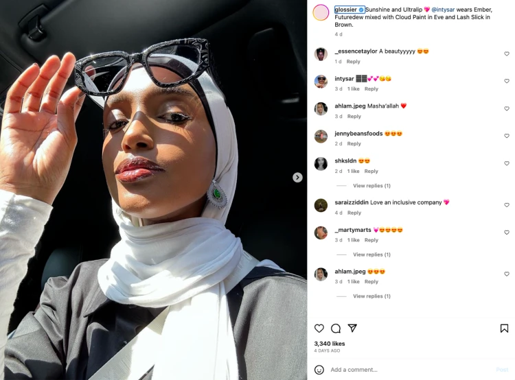 Glossier collabs with beauty influencer on Instagram to promote latest line of cosmetics