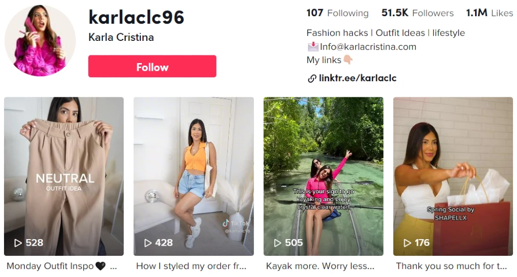 Karla Cristina | Fashion micro-influencers on TikTok