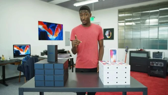 Marques Brownlee running a iPhone Samsung giveaway for DBrand | Affiliate marketing mistakes