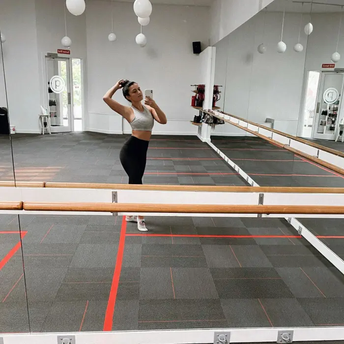 Michelle Papademetriou mirror selfie in the dance studio