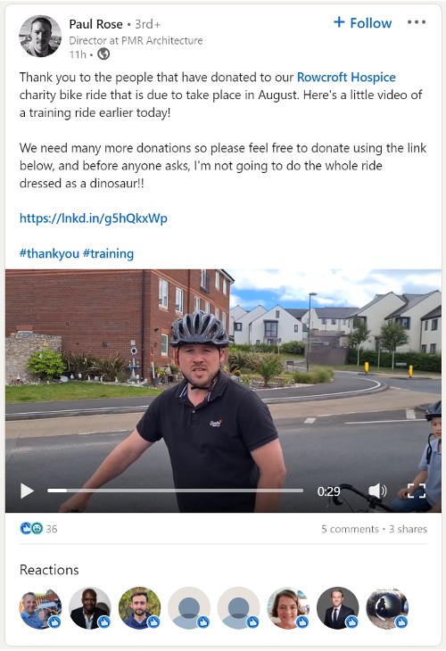 Paul Rose LinkedIn | Charity bike ride