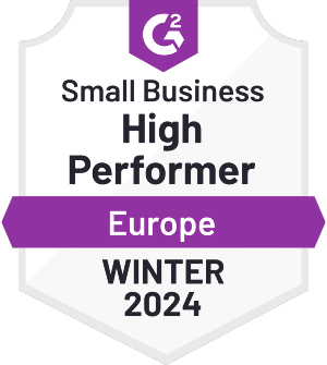 G2 badge - Small Business High Performer Europe Winter 2024