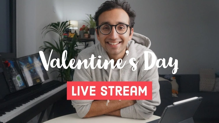 Ali Abdaal live streams for Valentines day