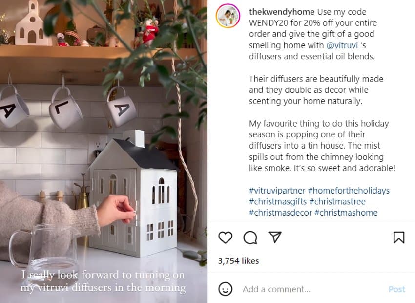Vitruvi collabs with home decor blogger Wendy on IG | Shopify influencer marketing