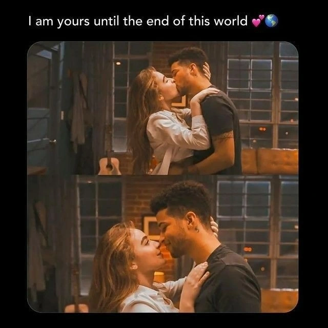 Yours until the end | Social media kissing scene post